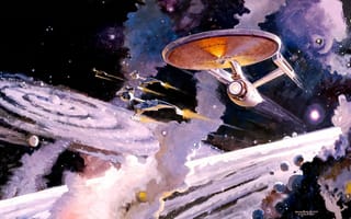 Картинка картина, Художественное произведение, Klingon, Космический корабль, ncc 1701, Звездный путь, Вселенная, Star Trek TOS, Галактика, пространство
