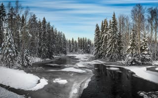 Картинка Река, холодно, на открытом воздухе, снег, Лед, природа, Зима