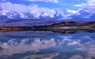Картинка памир, синьцзян, отражение озеро каракуль