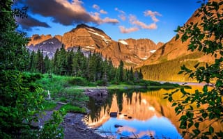 Картинка природа, озеро, горы, отражение, лес