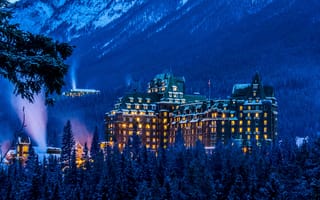 Картинка канада, banff springs hotel, национальный парк банф, альберта, зимой