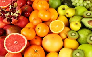 Картинка ягоды, berries, апельсины, грейпфрут, fresh, яблоки, фрукты, fruits, киви