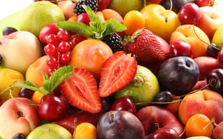 Картинка ягоды, fruits, фрукты, клубника, персики, fresh, сливы, черешня, berries