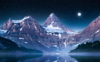 Картинка Синий, Dreamscape, Ночной пейзаж, ночь, Франция, Перу, Горы, природа, озеро