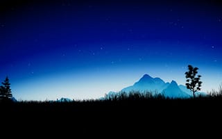 Картинка Far Cry 5, ночное небо, Звезды, лес, горный перевал, Деревьями