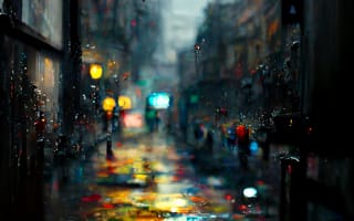 Картинка Боке, картина, Спортивное снаряжение, уличный свет, уличное искусство, Дождь, Размышления, Красочный, Камера, ночь