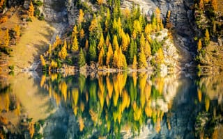 Картинка Швейцарский, падать, озеро, Альпы, пейзаж, природа