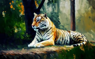 Картинка ai art, Тигр, картина