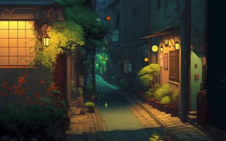Картинка ai art, картина, Номер-студио Ghibli, Уличный