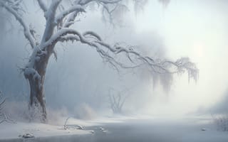 Картинка ai art, Зима, снег, мороз, Белое