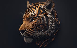 Картинка ai art, Тигр, минимализм, Животные