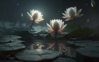 Картинка ai art, Lotus, водяные лилии