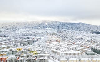 Картинка с высоты птичьего полета, Цюрих, Зима, Городской