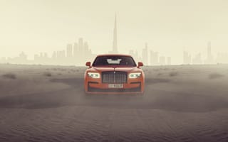 Картинка Rolls-Royce, Пустыня, город, автомобиль, Песок