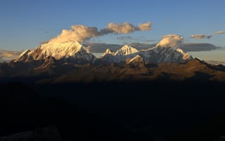 Картинка Тибет, Цены расширенных лицензий, снег, пейзаж, небо, sunset glow, Горы, закат солнца, Солнечный лучик, природа