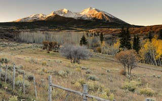 Картинка Mt Sopris, twin peak mountain, Восход, пейзаж, Колорадо, чистое небо