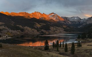 Картинка Колорадо, Горы, озеро, пейзаж, закат солнца
