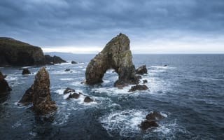 Картинка море, природа, Скала, Ирландия, пейзаж, Волнами