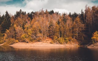 Картинка хорватский, пейзаж, озеро, времена года, листья