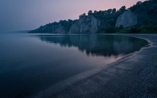 Картинка озеро, природа, закат солнца, Сумерки, Пляжный, Онтарио, Скала, пейзаж, Канада, Lake Ontario