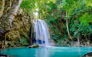 Обои таиланд, erawan, национальный парк канчанабури, красивый водопад