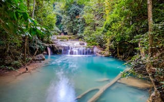 Картинка таиланд, красивый водопад, национальный парк канчанабури, erawan