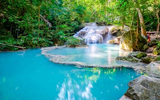 Обои таиланд, красивый водопад, национальный парк канчанабури, erawan