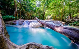 Обои таиланд, национальный парк канчанабури, красивый водопад, erawan