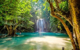 Картинка таиланд, erawan, красивый водопад, национальный парк канчанабури