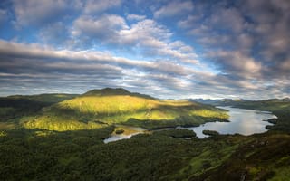 Картинка природа, шотландия, озеро, горы, леса