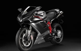 Картинка мотоцикл, sportbike, черный, ducati