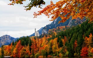 Картинка горы, осень, небо, лес, германия, бавария