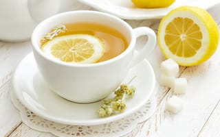 Картинка чай, блюдце, сахар, кружка, лимон