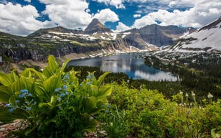 Картинка природа, монтана, река, пейзаж, north america, glacier national park, северная америка, montana, парк, горы