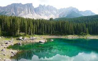 Картинка горы, италия, красиво, озеро, леса