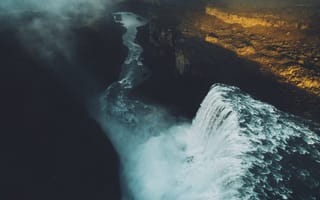 Картинка природа, исландия, водопад, скалы, красиво