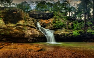 Картинка природа, водопад, парк, hocking, state, hills