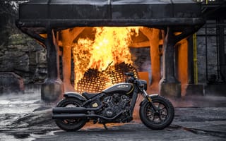 Картинка мотоцикл, indian, огонь