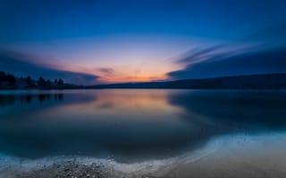 Картинка закат, горизонт, озеро
