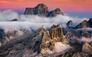 Картинка природа, облака, камни, италия, кортина-дампеццо, горы