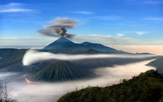 Картинка горы, вулкан, остров, индонезия, облака