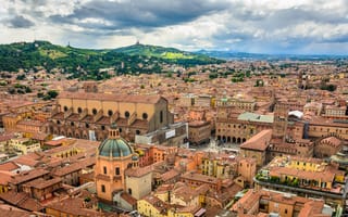 Картинка италия, панорама, базилика сан-петронио, san petronio basilica, bologna, болонья, italy, здания