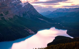 Картинка canada, dusk, banff national park, peyto lake