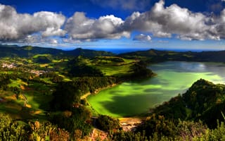 Картинка остров, panorama, portugal, azores, san miguel island, сан-мигел, азорские острова