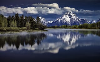 Картинка пейзаж, grand teton national park, озеро, горы