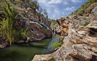 Обои river, canyon, rocks, portugal