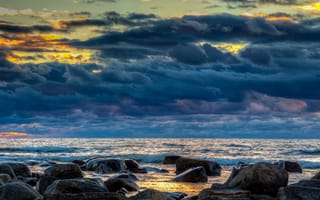 Картинка море, финляндия, облака, балтийское море, finland, камни, baltic sea, gulf of bothnia, ботнический залив