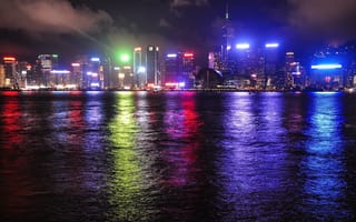 Картинка город, hong kong, china, ночь, огни