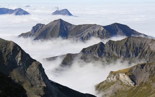 Картинка горы, небо, облака, туман