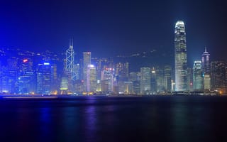 Картинка город, ночь, hong kong